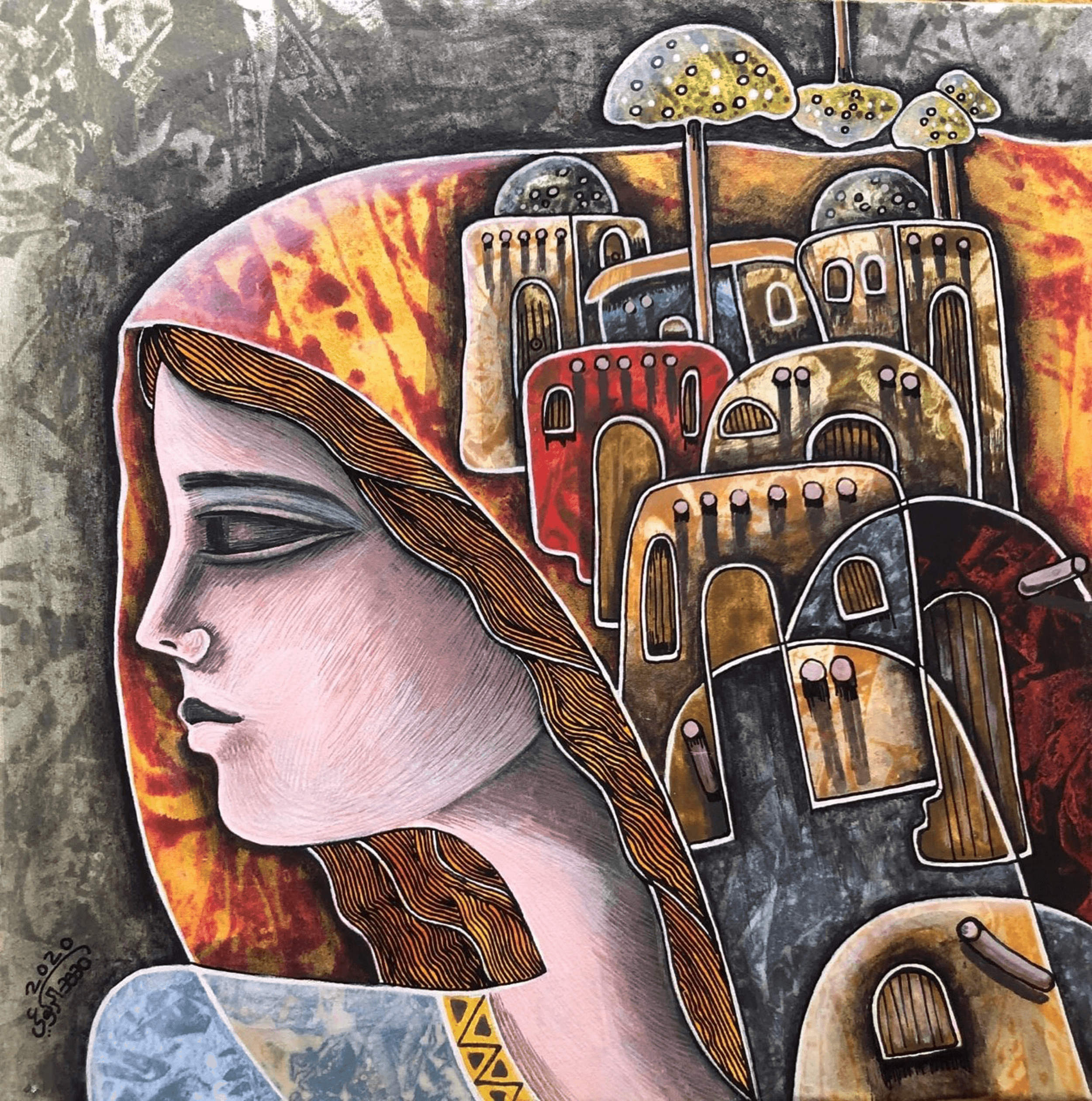 The Lady of Jerusalem - Rare Art - Acrylic on Canvas