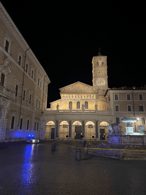 #004: An empty Piazza di Santa Maria in Trastevere during lockdown