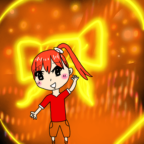 光のリボンの中に入っているレッドちゃん Redchan in a Ribbon of Light #13