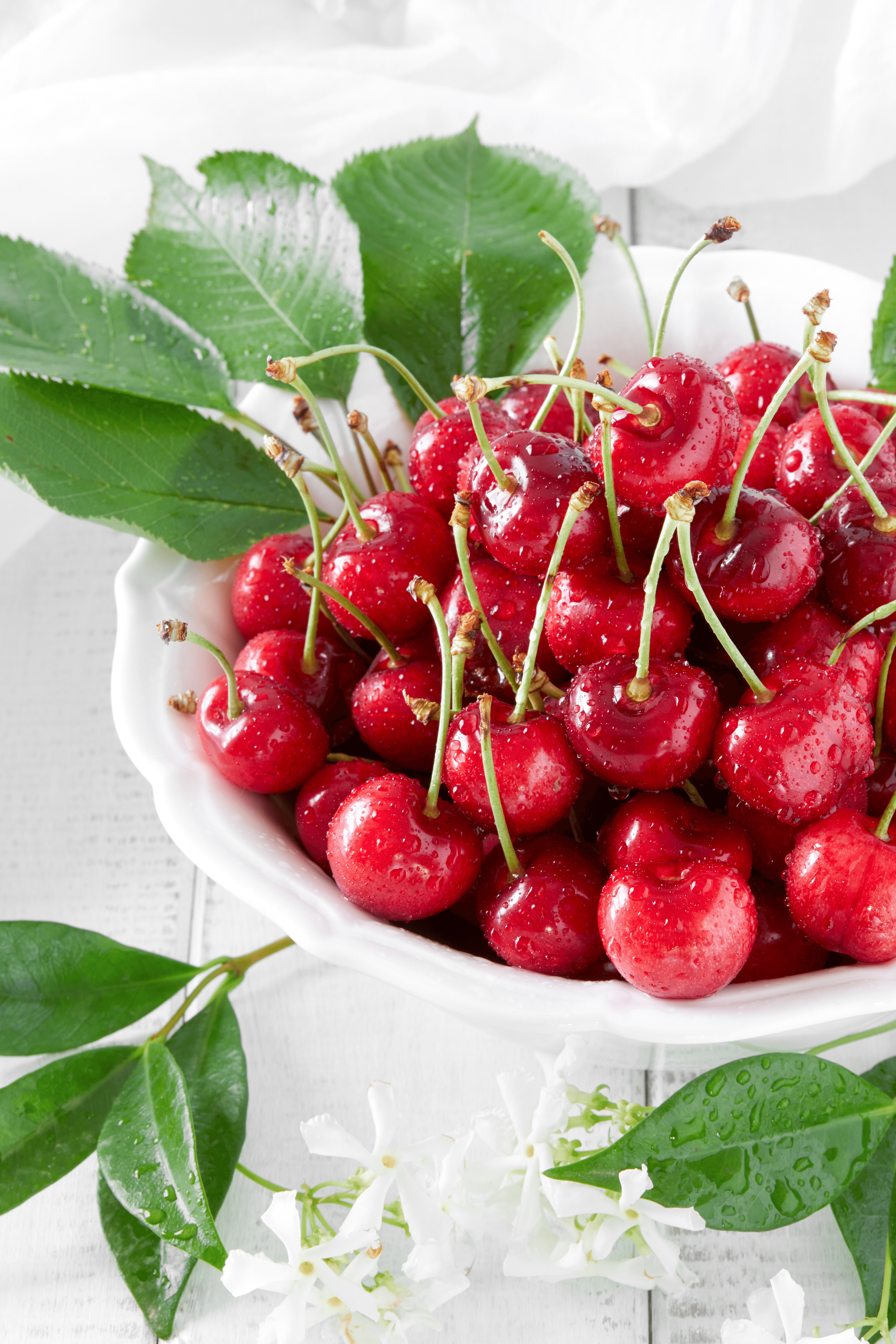 A plate with cherries