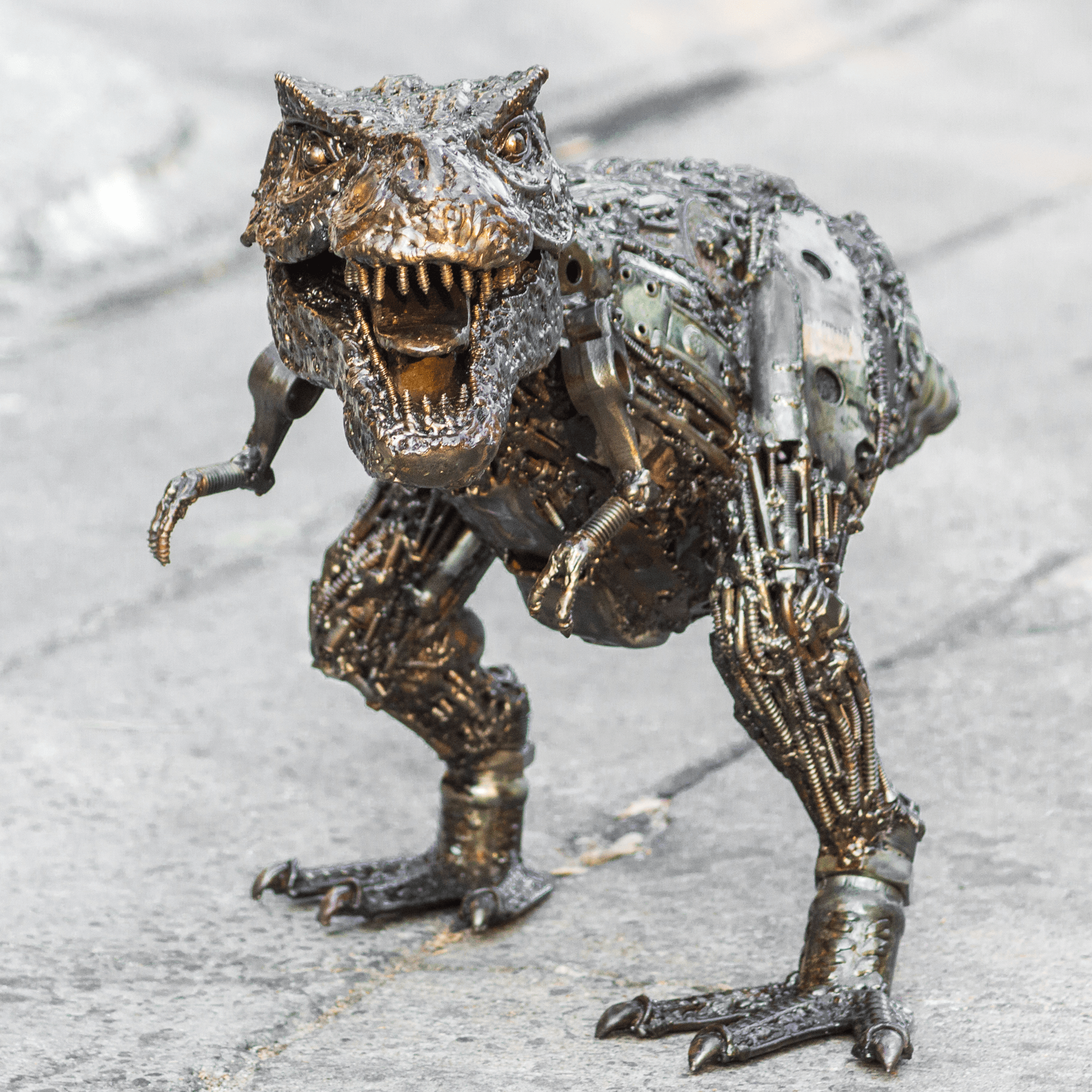Trex dinosaur metal sculpture 1