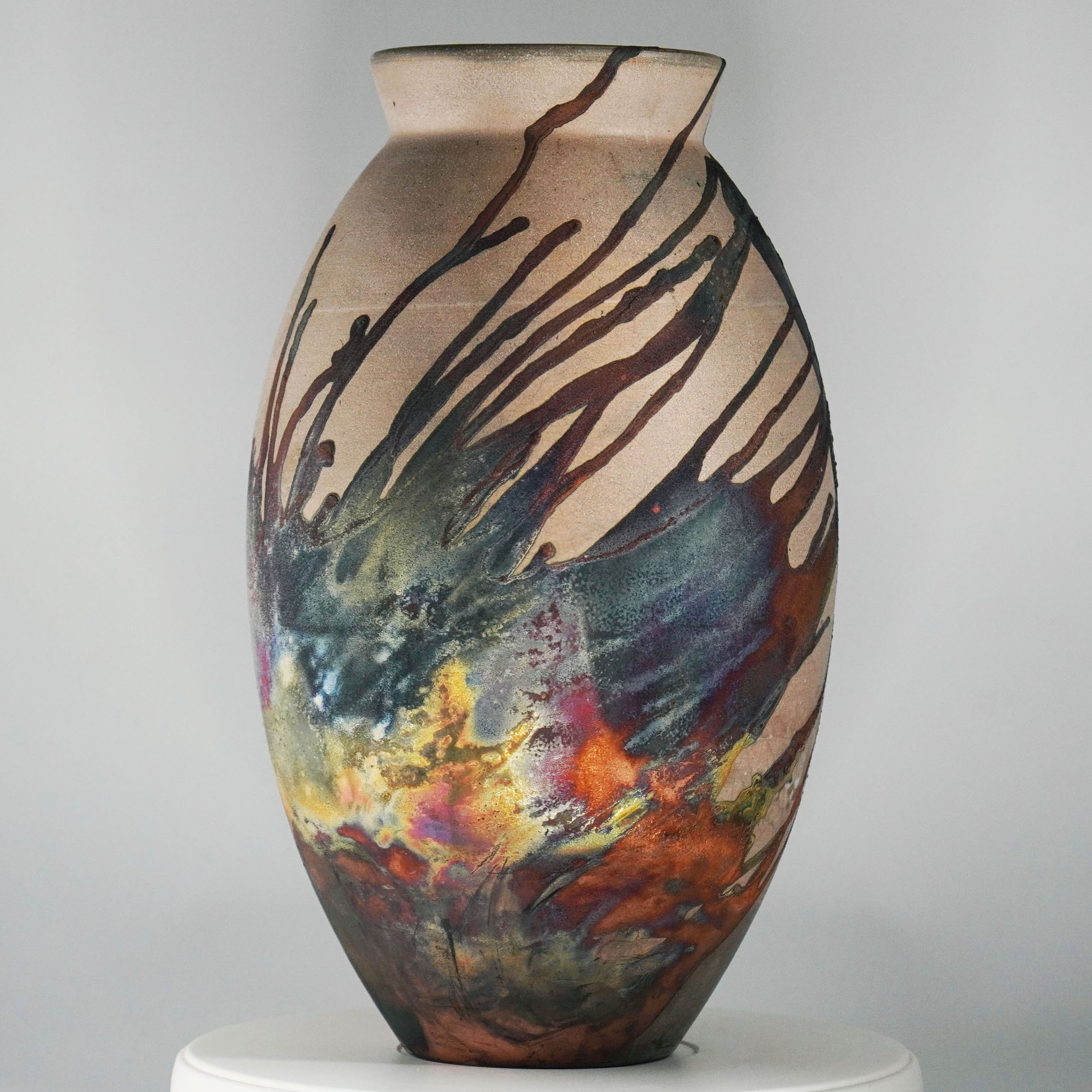 RAAQUU Half Copper Matte Large Oval Ceramic Art Vase S/N0000303