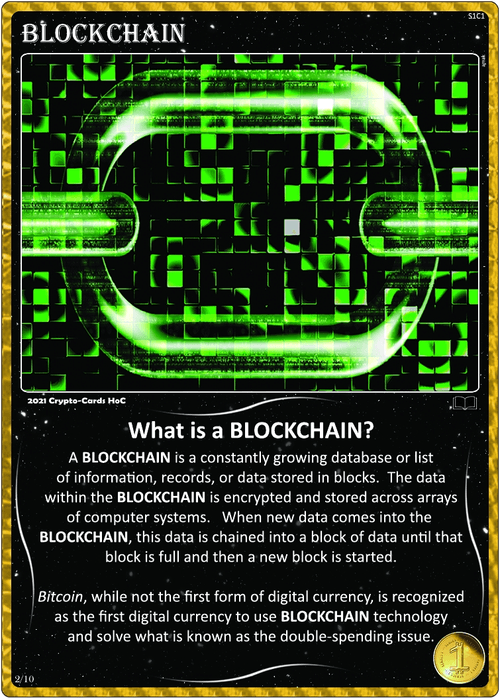 Crypto-Cards HoC BLOCKCHAIN Gold Refractor S1C1-SN2