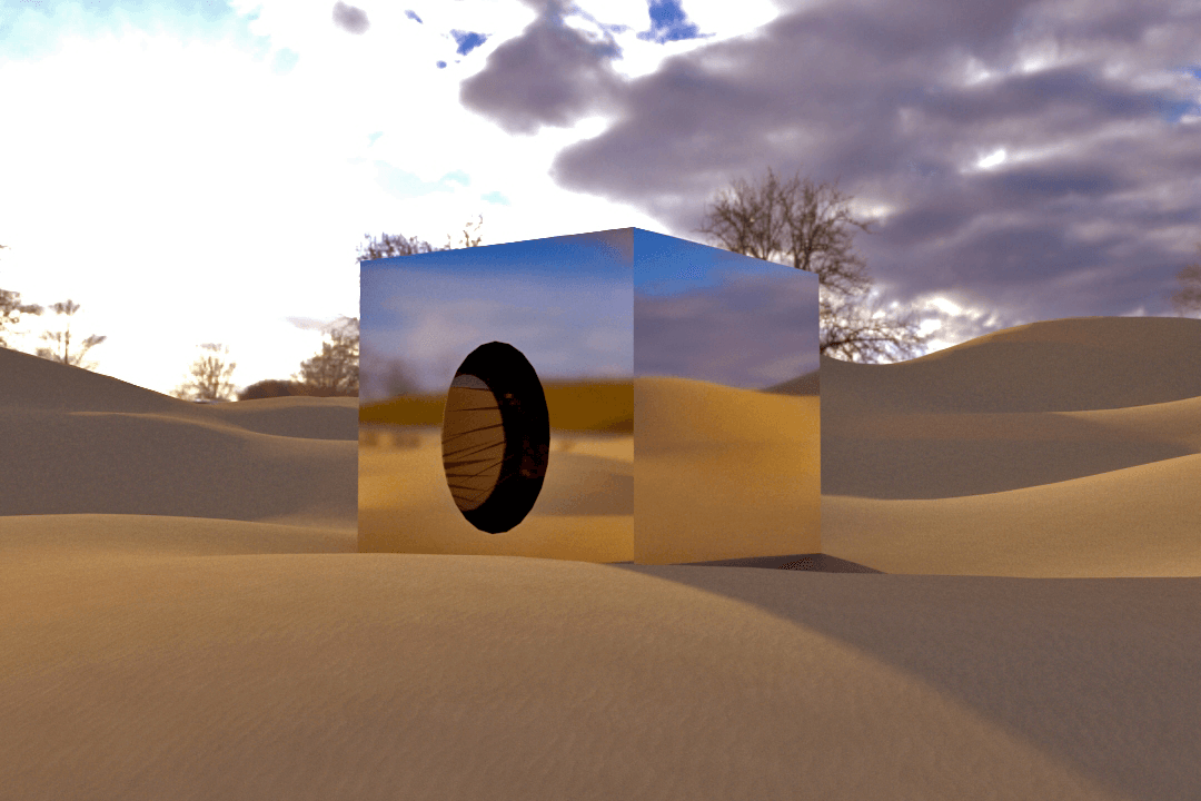 Cube in the dry dunes