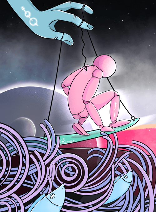 Surfing man