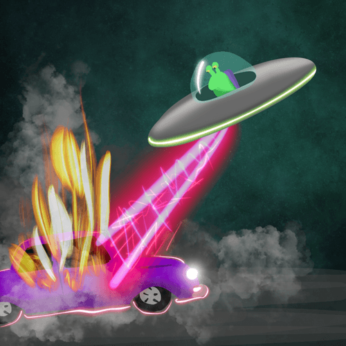 UFO Destroys Car