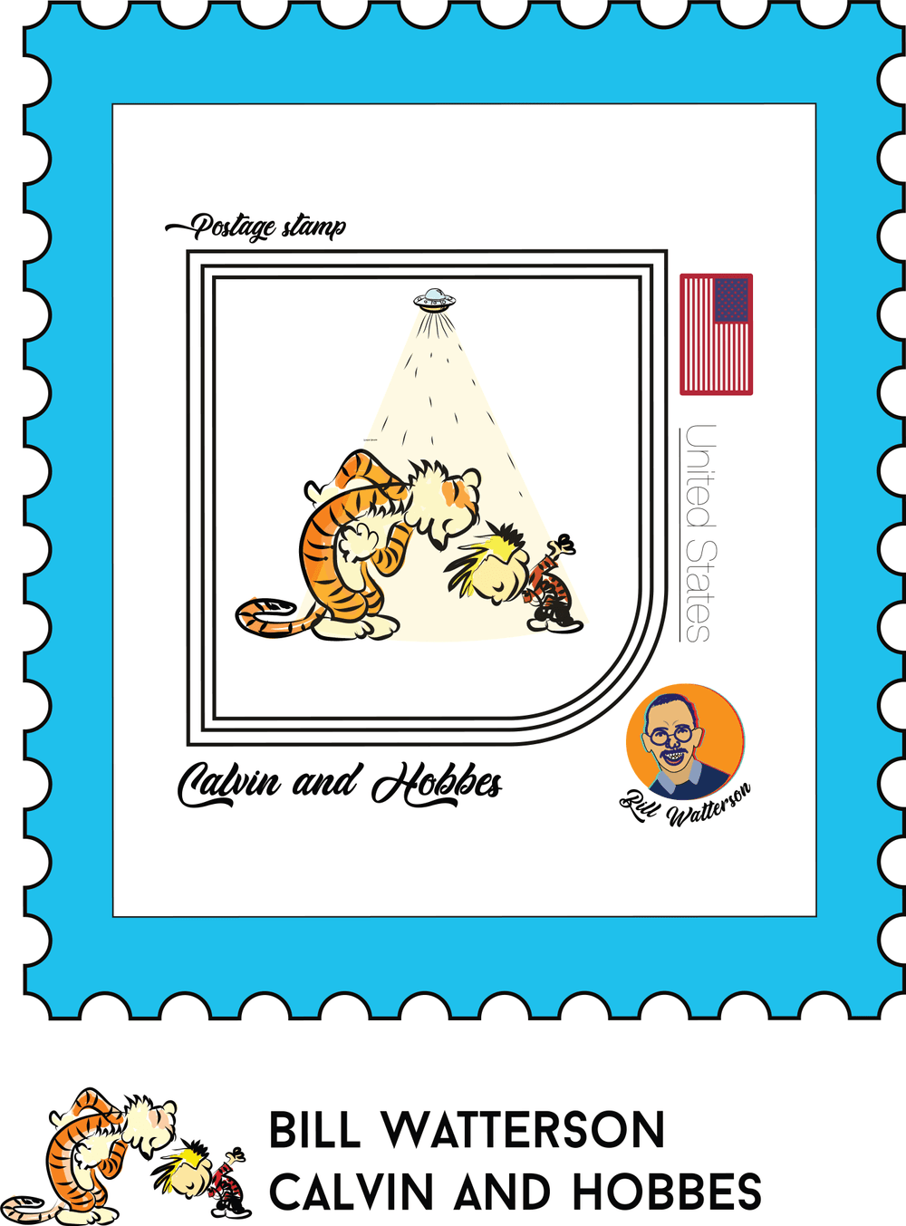 Calvin And The Hobbes Postage Stamp flag mania OpenSea