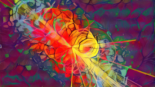 Particle Shower and Flowers (Art created on a Quantum Computer)