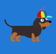 Duchess the Dachshund with Spinning Top Hat 