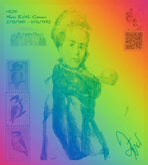 OBE EDITH COWAN First Female Australiano Parliamentarian Exclusive Artwork NFT EQUALIY PRIDE Mint.