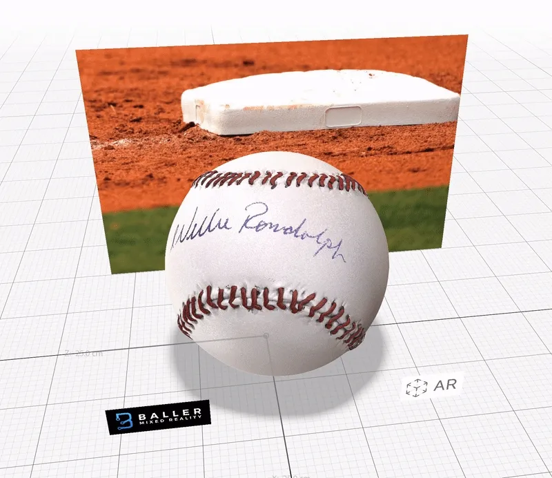 A1 of 20) JM-Ball_WR-A.1: 3D-AR Baseball Autographed by New York Yankees Legend, WILLIE RANDOLPH