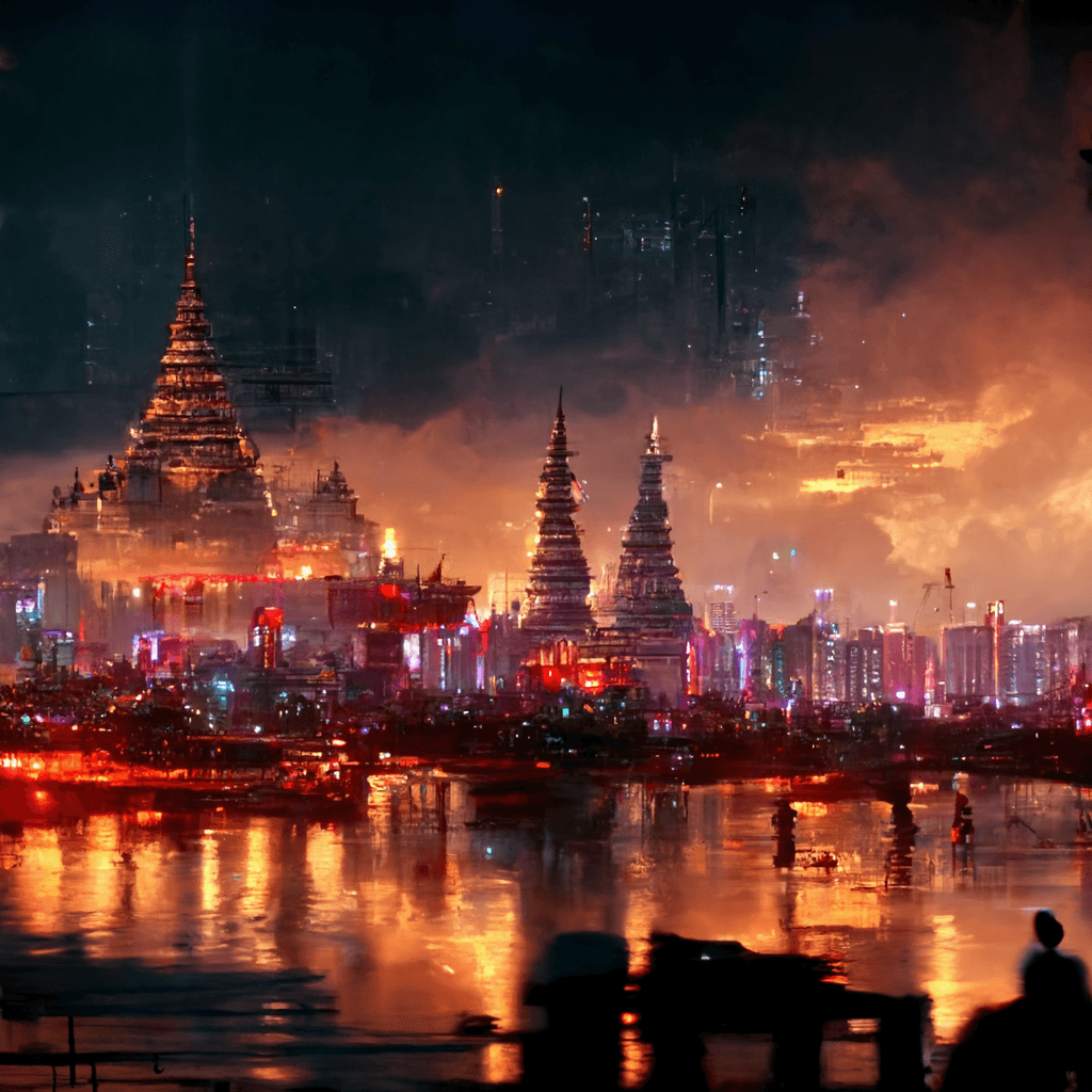 Cyberpunk Myanmar City 3