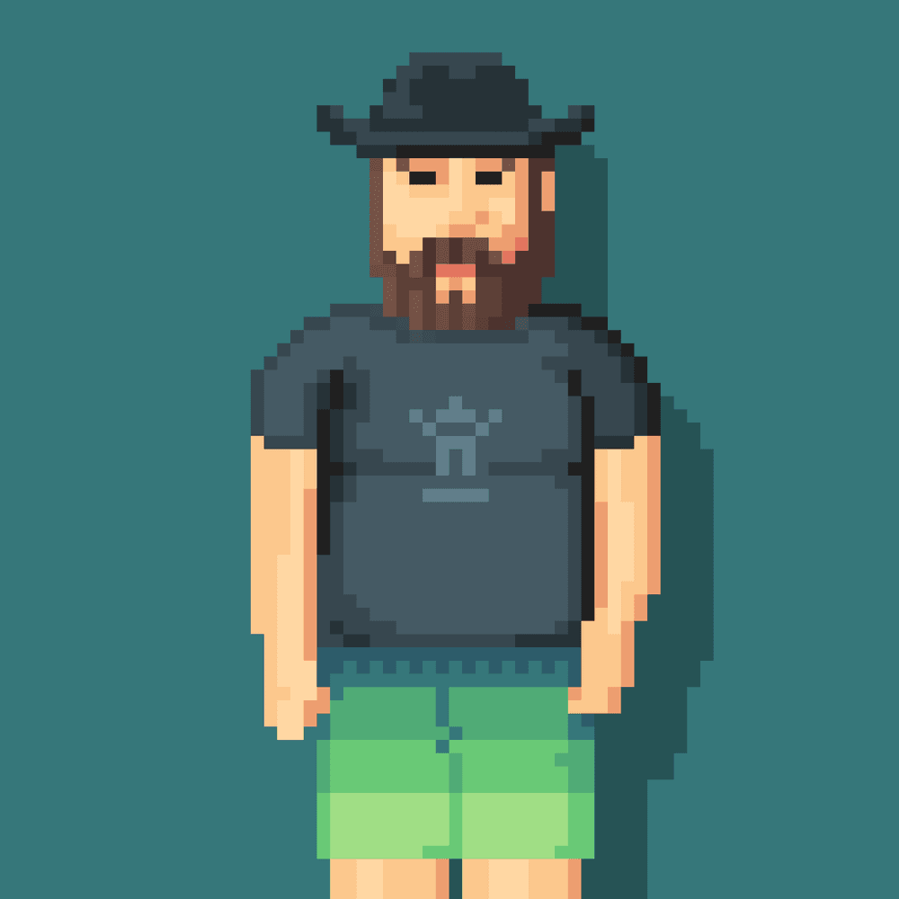 teal pixel man