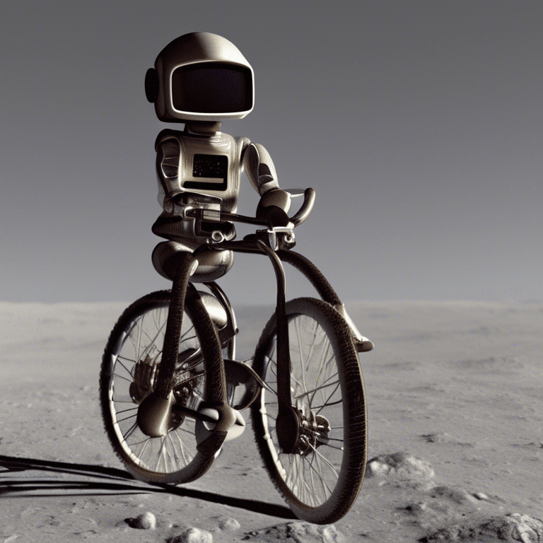 Robot monkey rides a bike on the Moon #1
