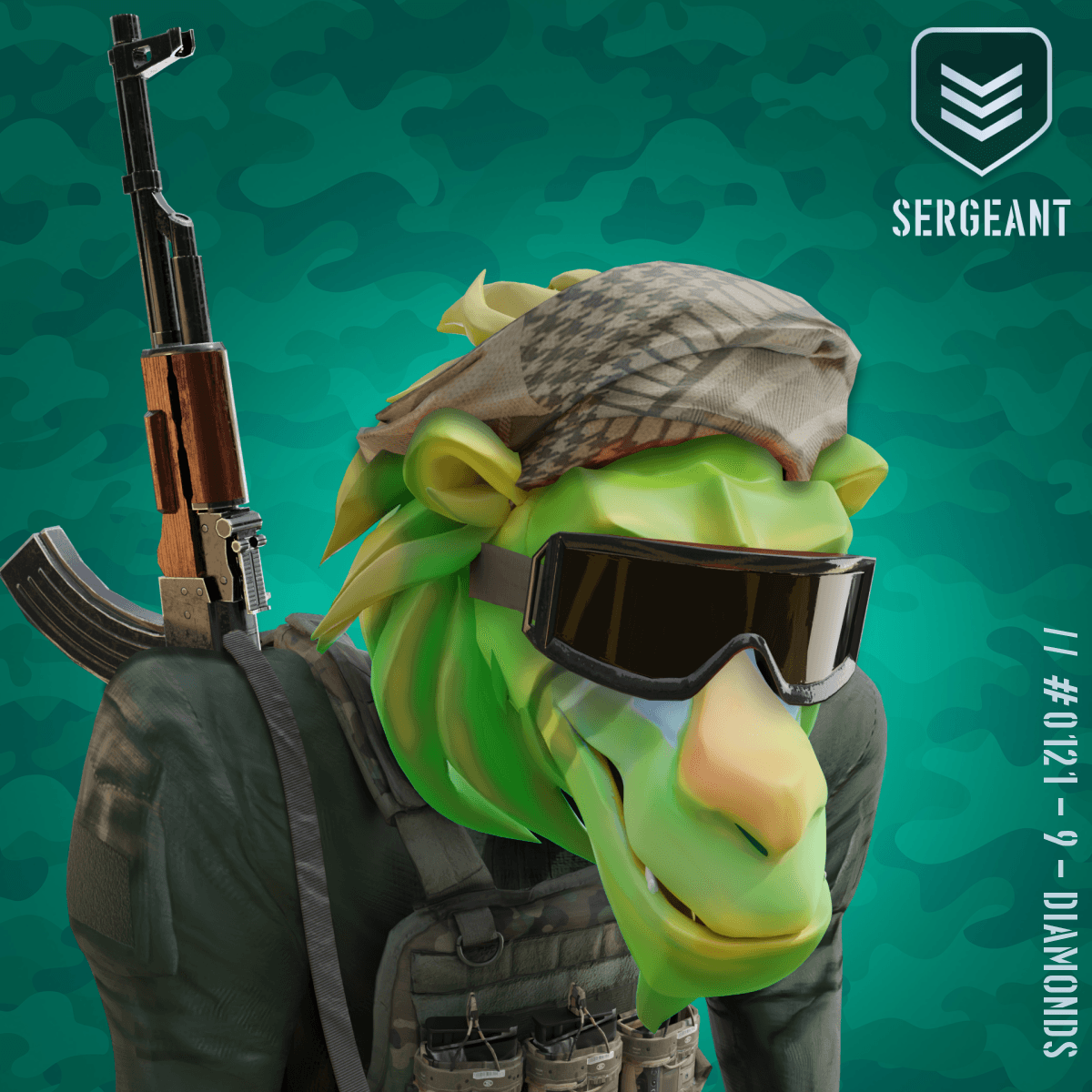 Angry Green Sergeant Baboon #121