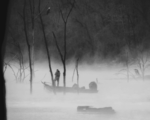 Winter Fishing at a Hot Lake