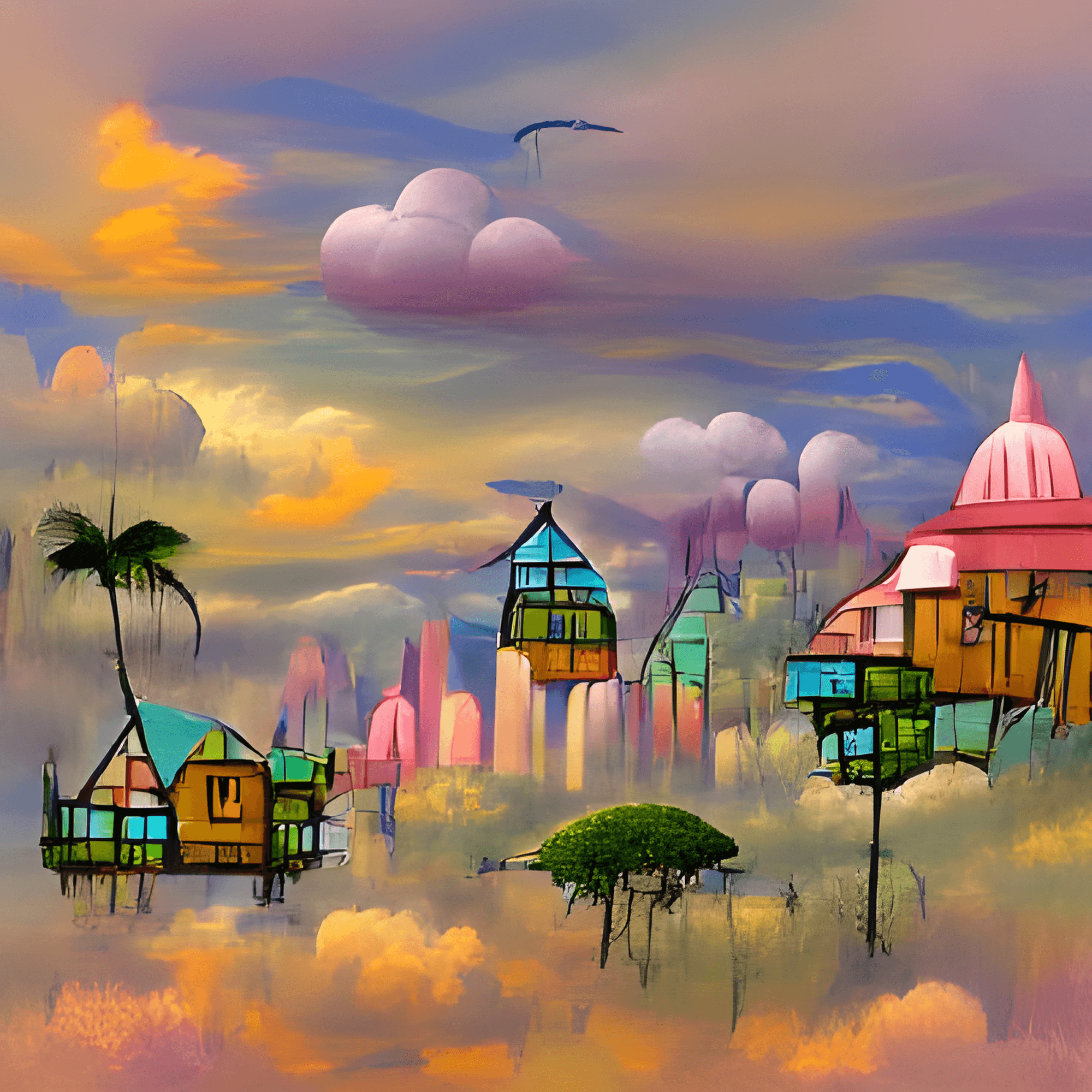 Amazon City in the Clouds by Jimmy Chilla Whimsical Architecture OpenSea