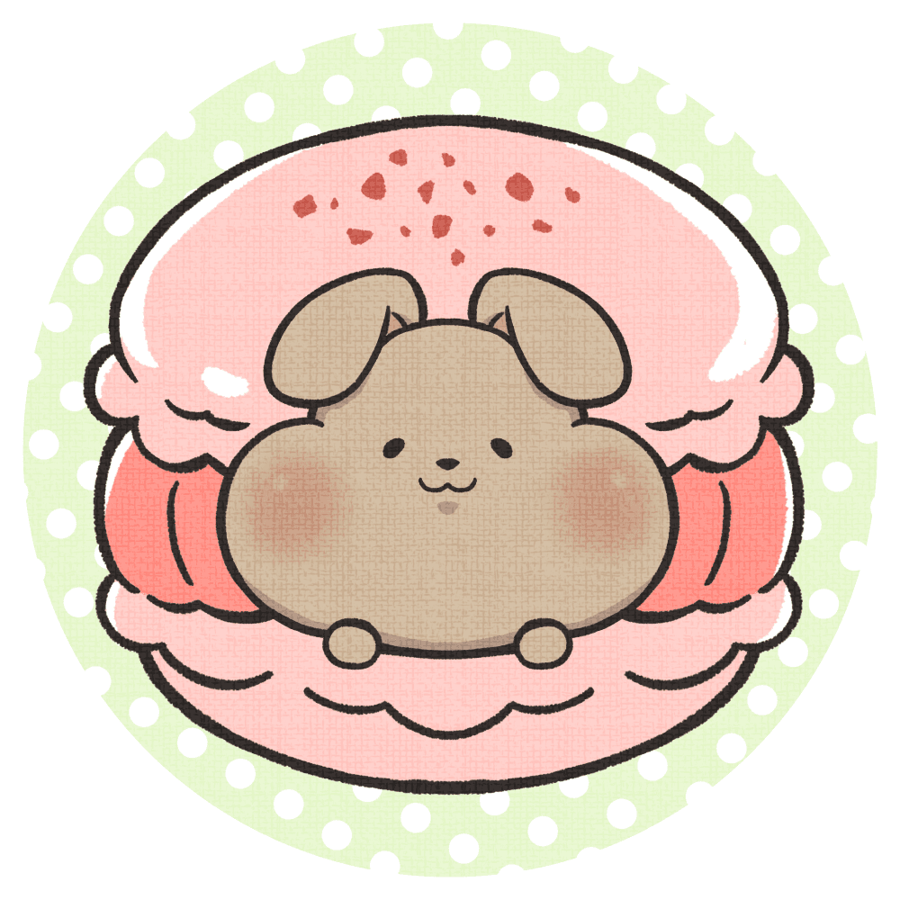 S5 010 Mochi Rabbit in a Strawberry cream macaron 
