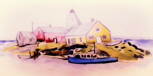 Peggy's Cove Ink and Wash 2022