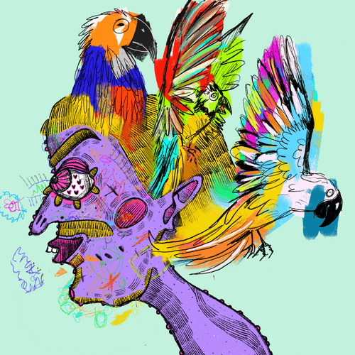 #42 Parrots - collab with Renya