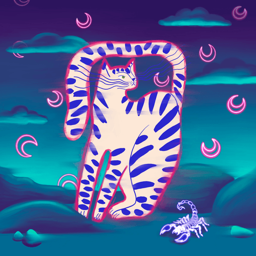 Neon Alien Cat
