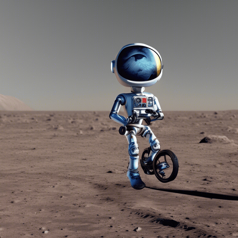 Robot monkey rides a bike on the Moon #3