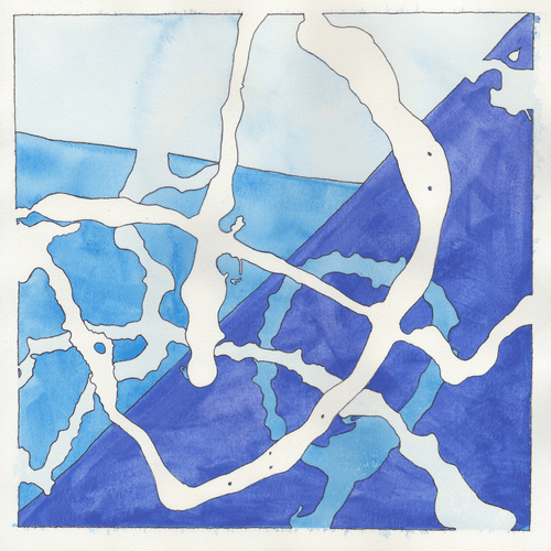 Watercolor Maze -Blue-