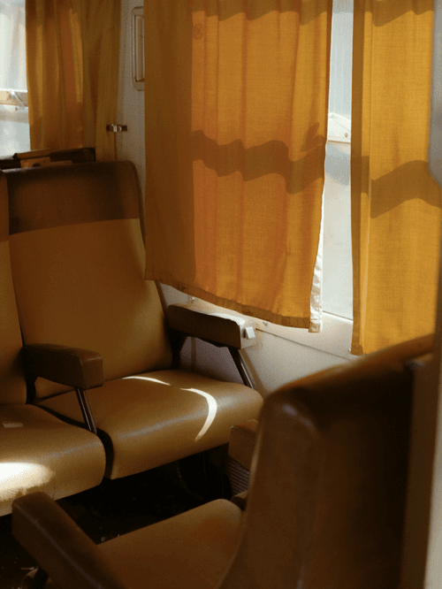 Orange train seats