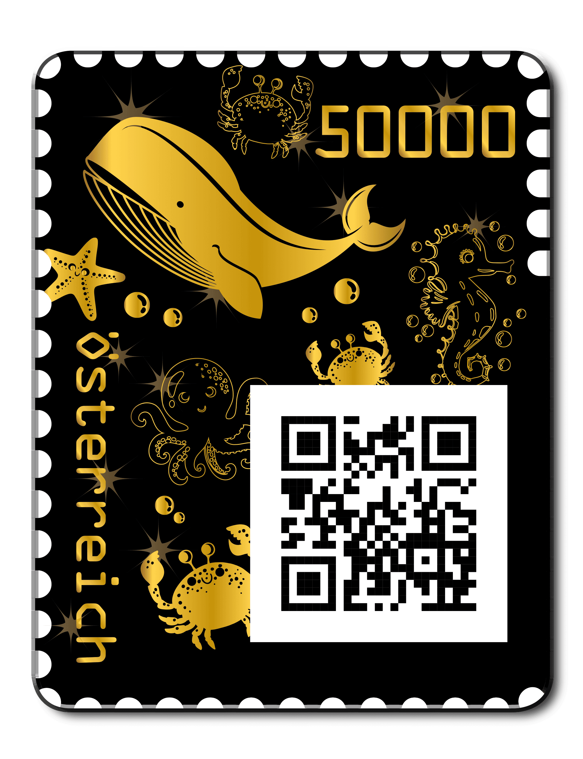 Crypto stamp Golden Whale YByrp