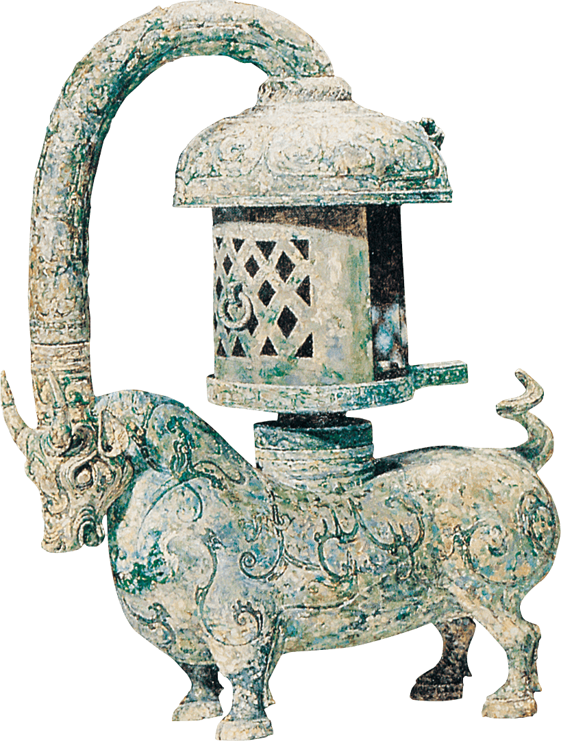 Eastern Han Dynasty Silver Copper Bull Lamp 东汉错银铜牛灯 