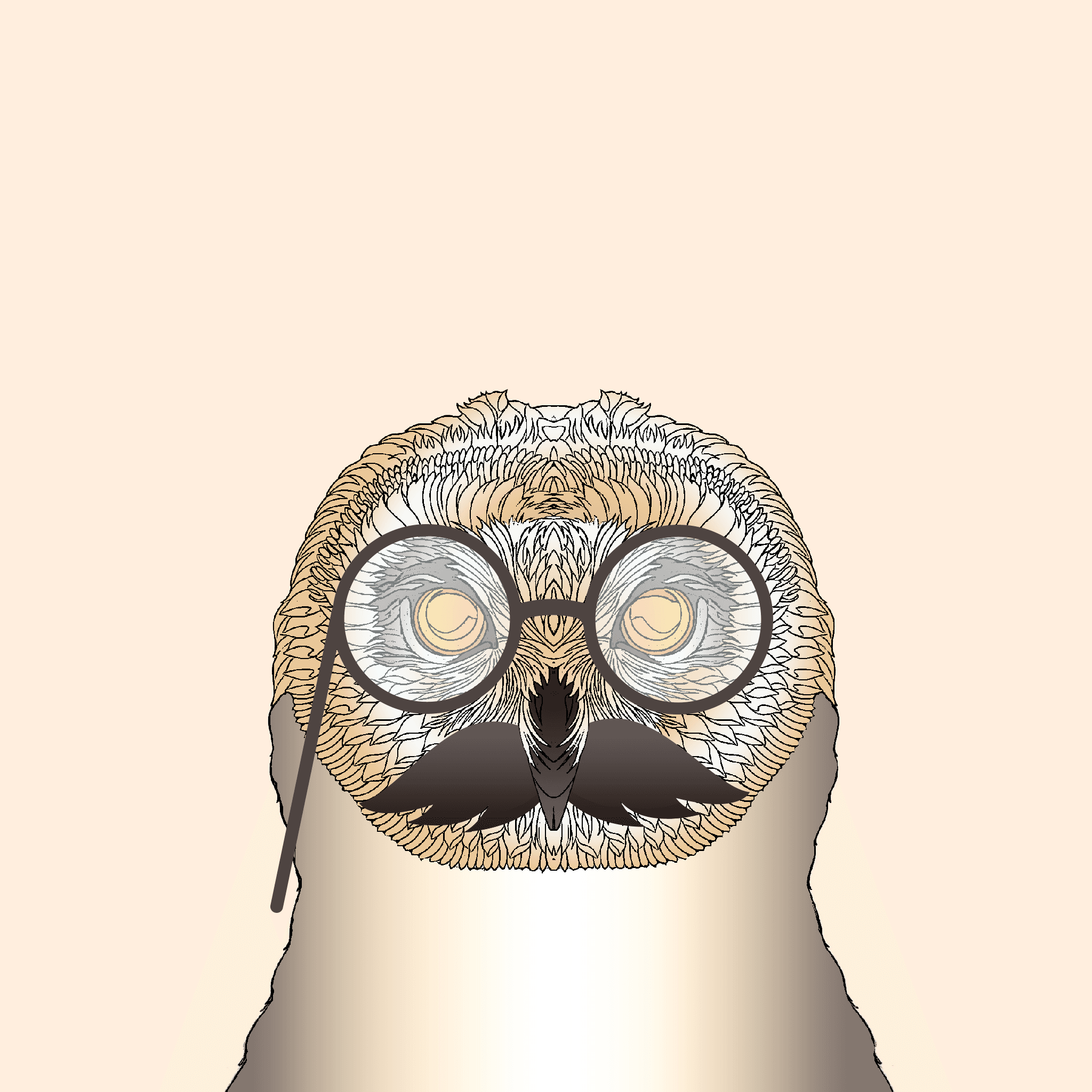 Owls with glasses and mustache
