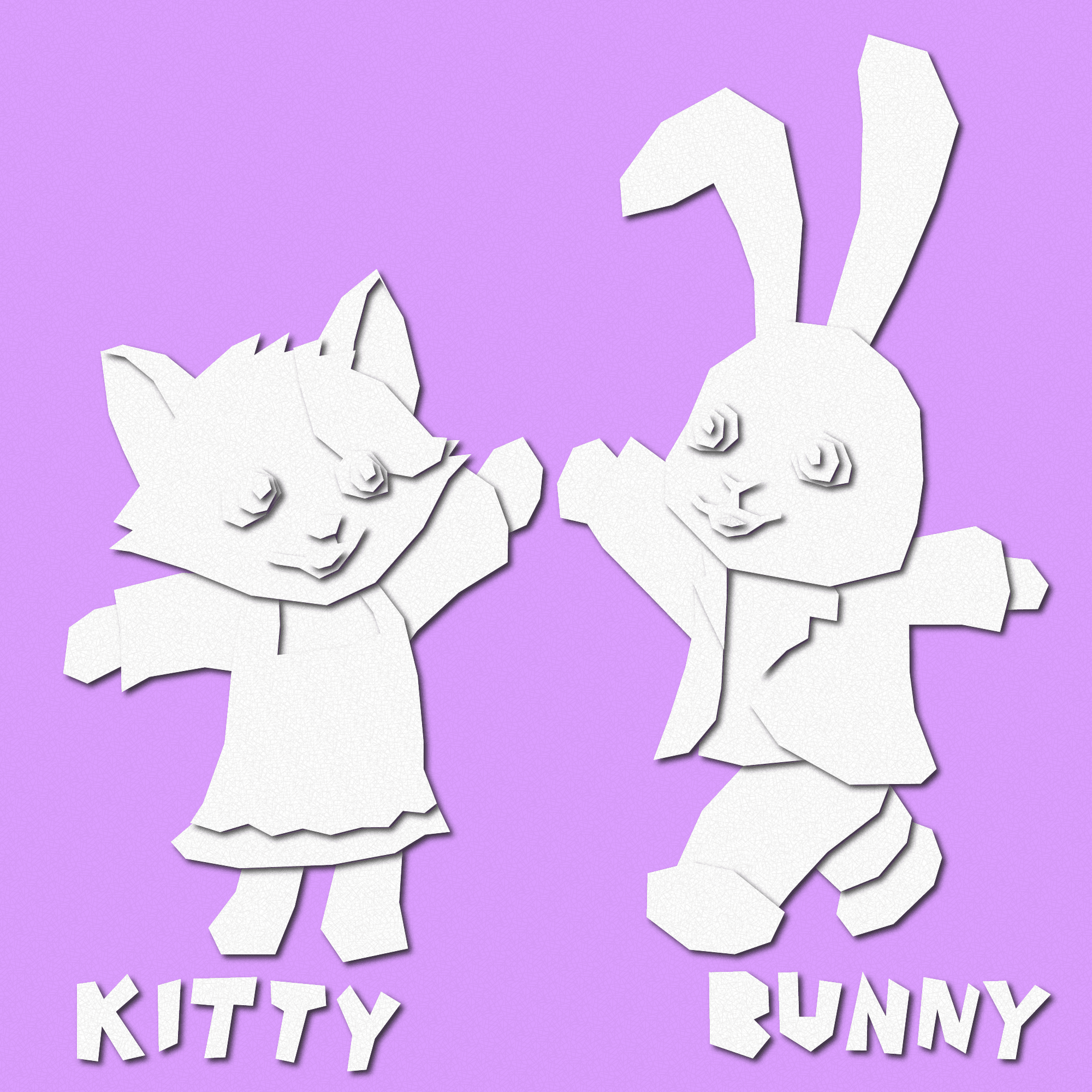 PaperCraft / Kitty and Bunny (White)