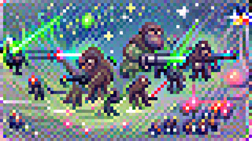 Monkeys in Space with Lasers