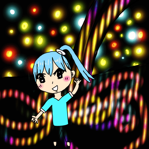 カラフルな光の世界にいるそらちゃん Sora-chan in a colorful world of light#08