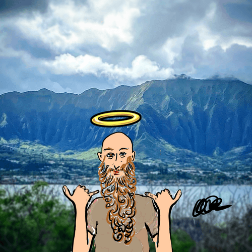 HillBilly Bald Jesus in Paradise by Vagobond