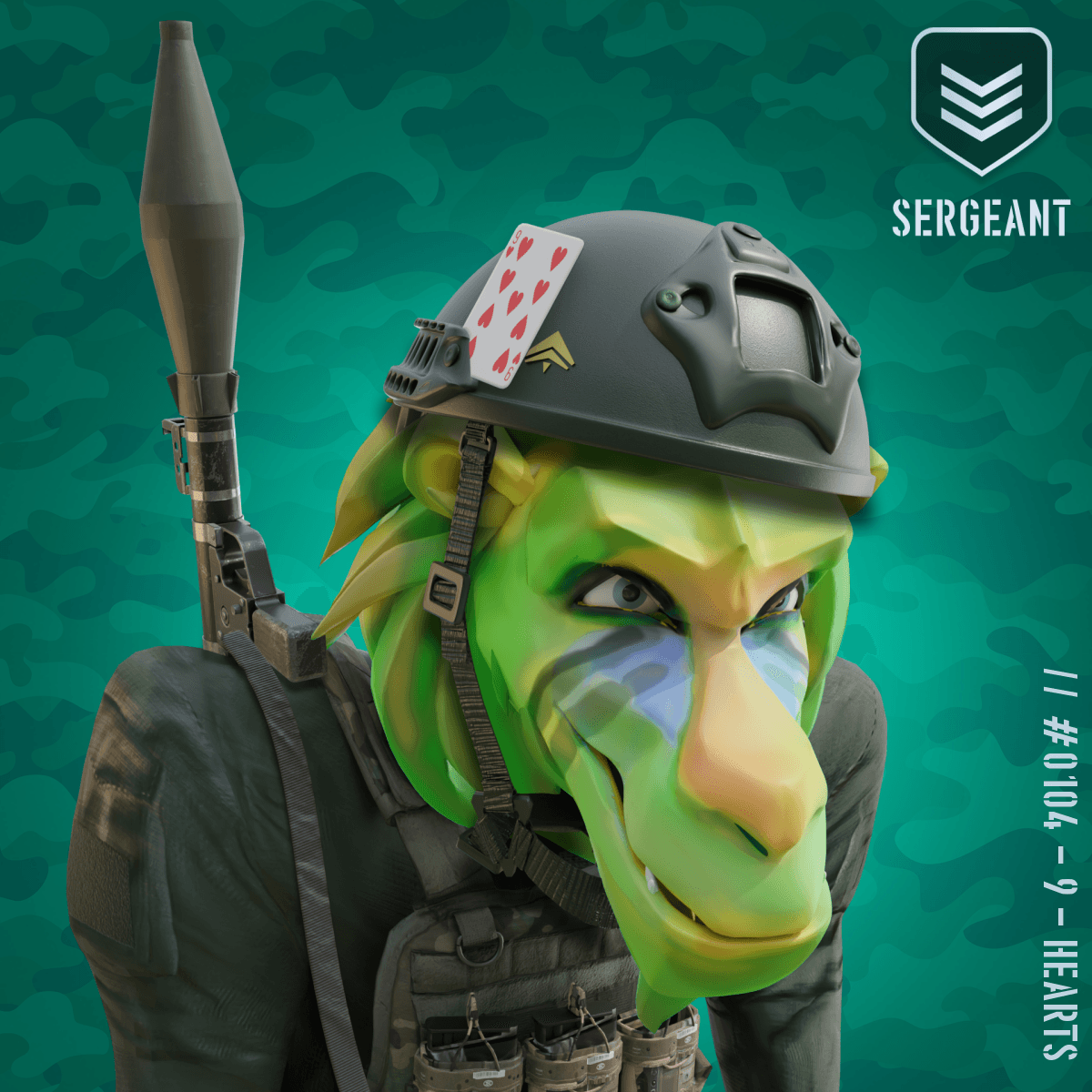 Angry Green Sergeant Baboon #104