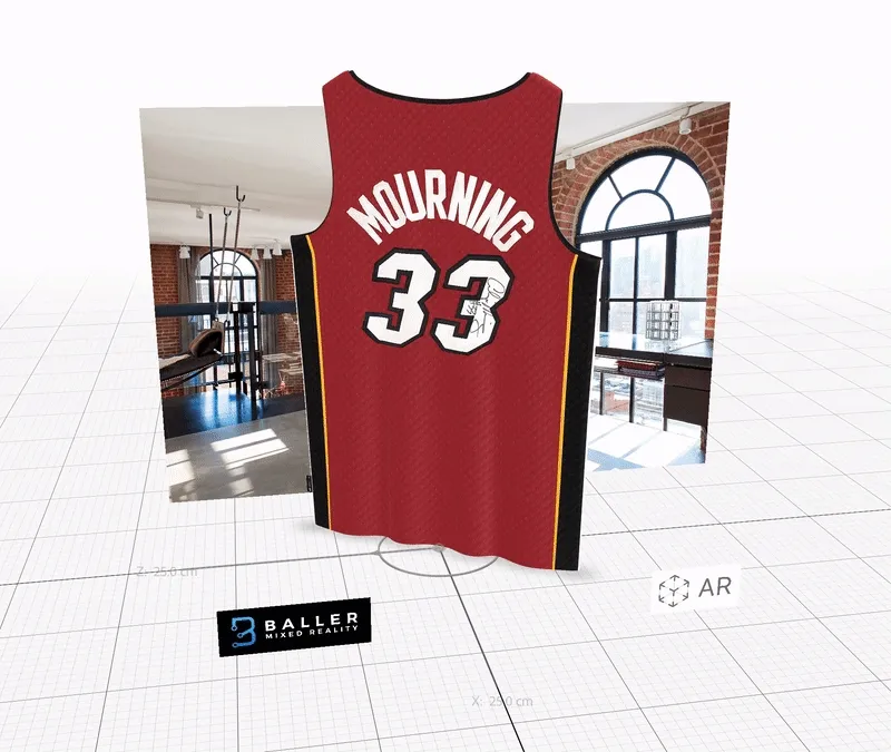 #1 of 20) BallerMR-Jersey_AM-9.1: 3D-AR Miami Heat Jersey #33 Autographed by NBA Hall-of-Famer, ALONZO MOURNING
