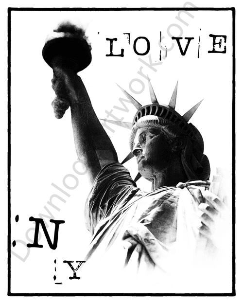 City Love - Film Noir style typographic art - Love New York