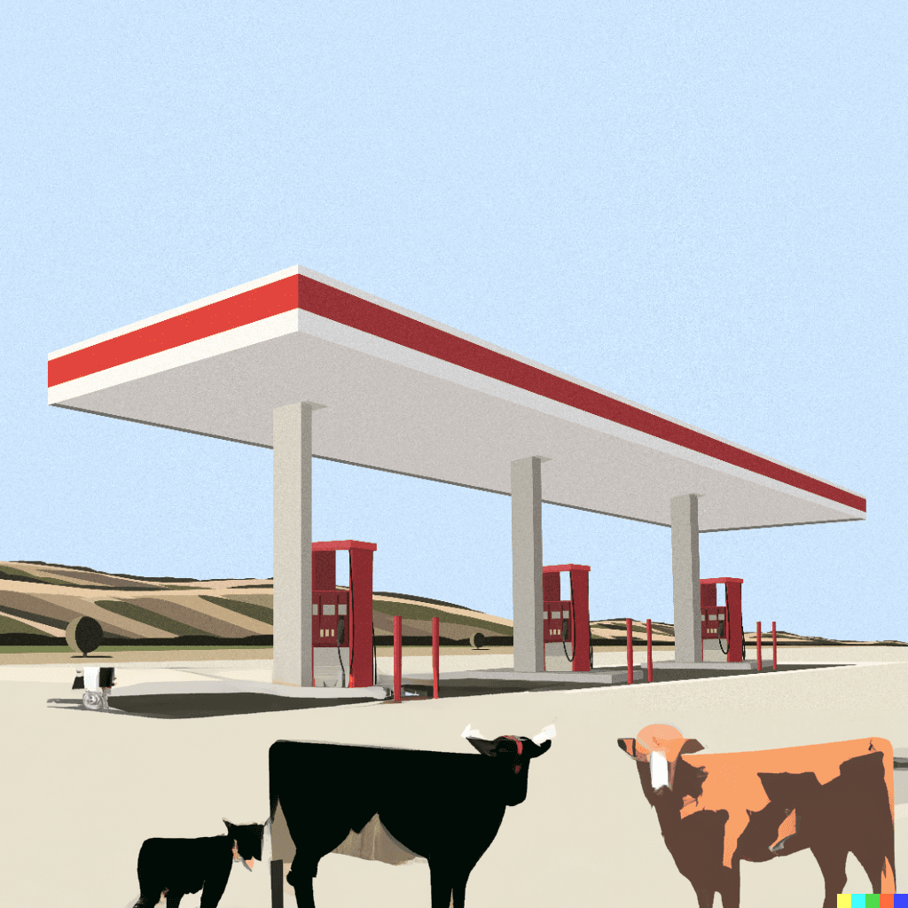Cows at the Gas Station