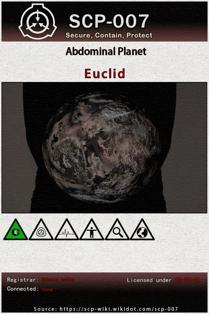 SCP-007 Abdominal Planet  Object Class: Euclid 