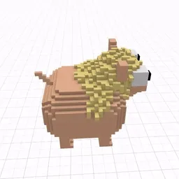 Pig with blond backcombed hair