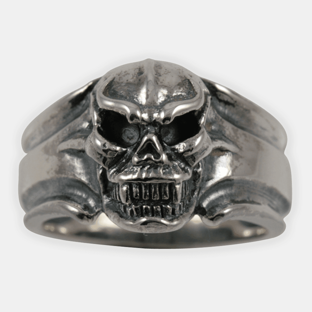 Gothic Style Silver Skull Ring Nero #2