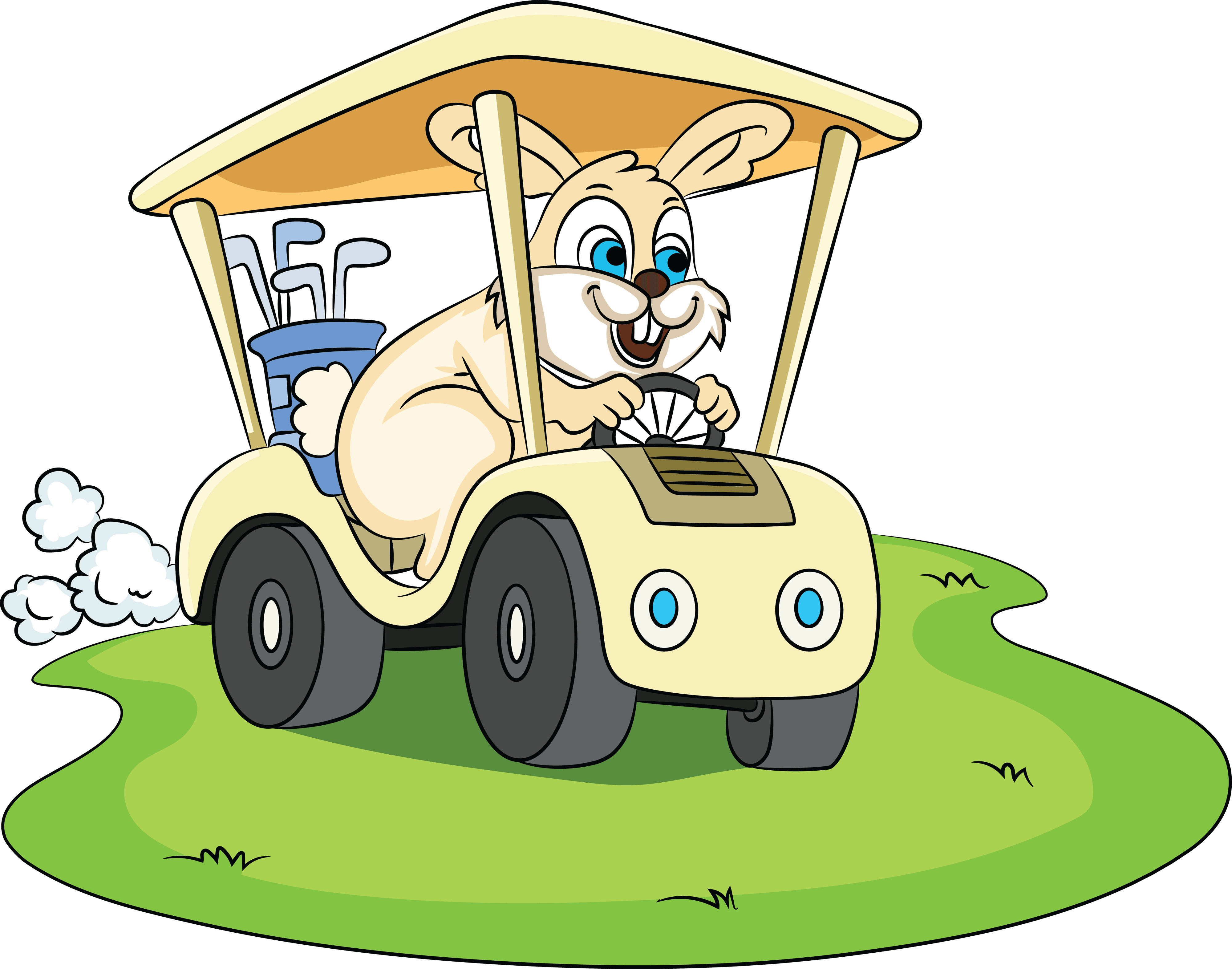 Cute Bunny Driving Golf Cart Collectible Card 5 of Cute Animals Limited Edition 2021 