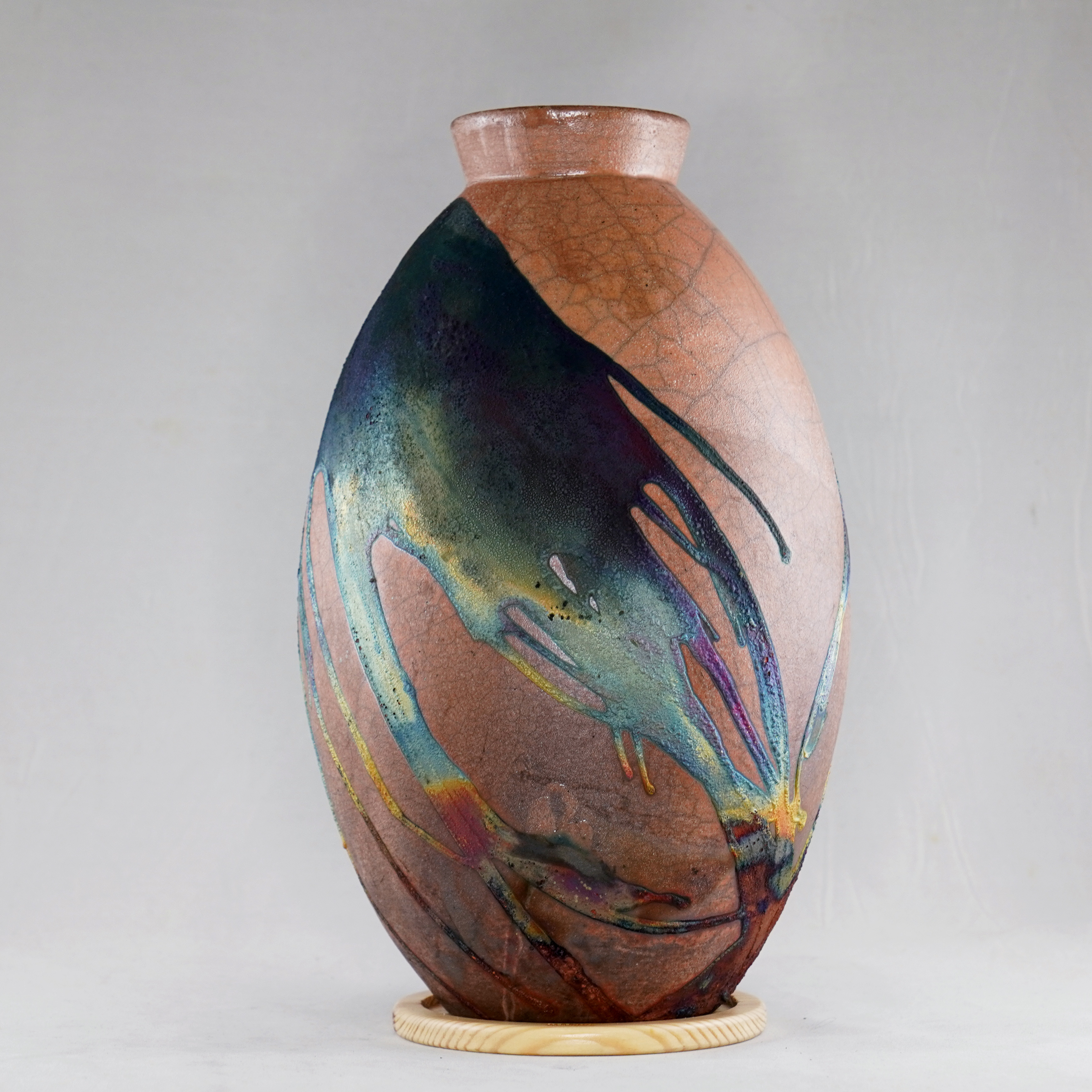 RAAQUU Half Copper Matte Large Oval Ceramic Art Vase S/N0000068