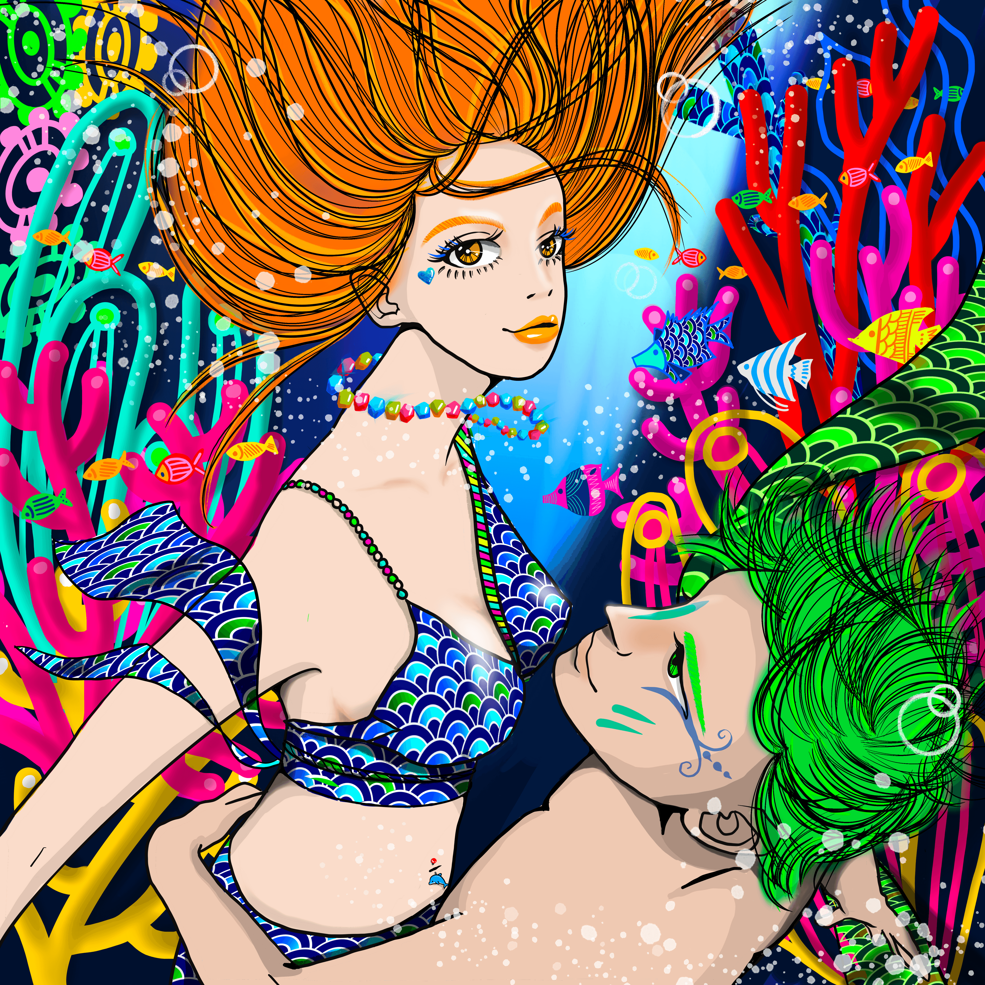 #018-Lovers Shimmering In The Sea