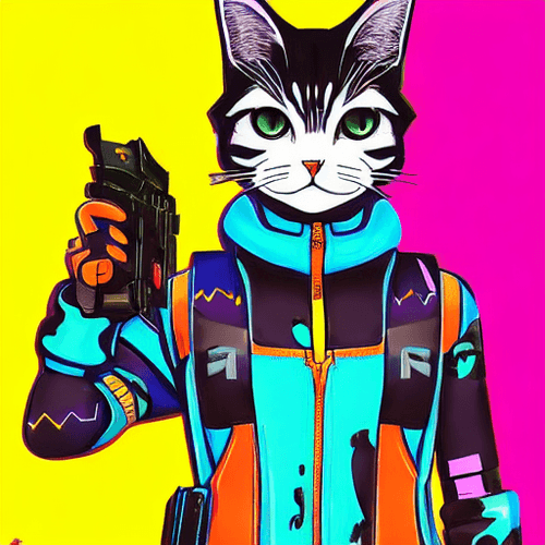 cyber cat tripping punk boy