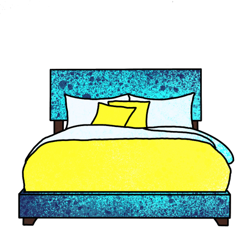 Blue Bed - Yellow Bedding 