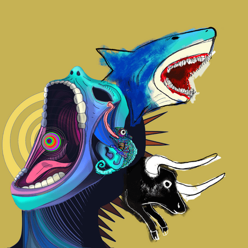 #71 Shark, chameleon and bull - collab with Jesse Doyle