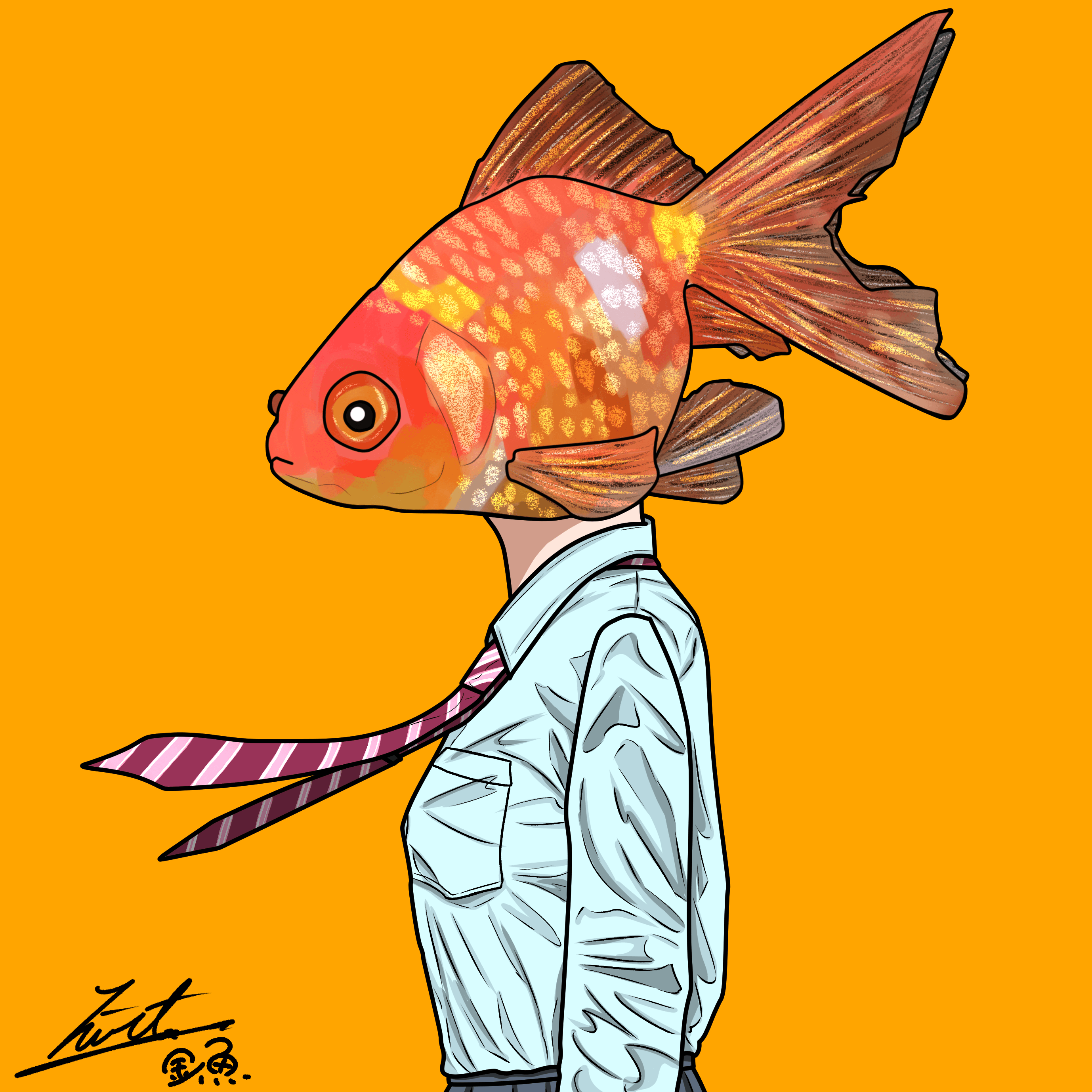 goldfish face girl　「third」 orange