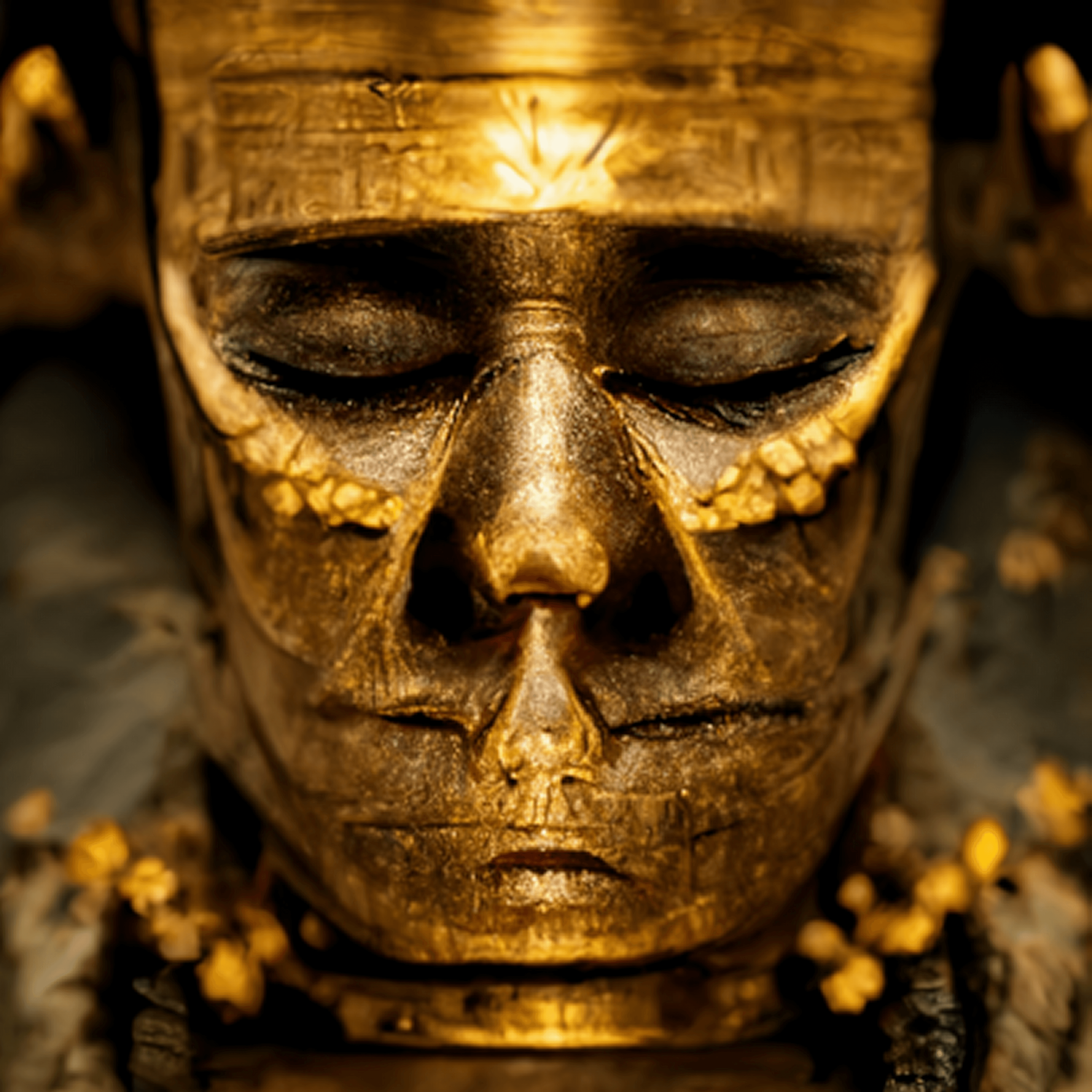 Gold Death Mask No. 1  AI Art 1/1  created by Sollog